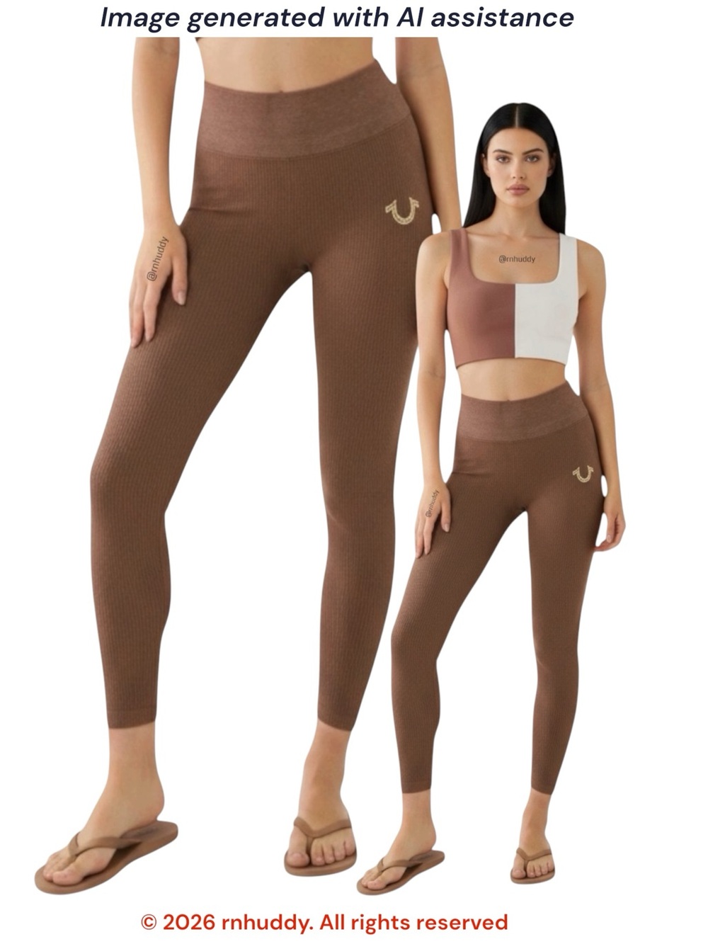 True Religion M/L brown gold seamless leggings